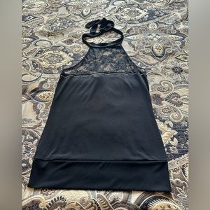 Black Lace Halter with Rhinestone Embellishment